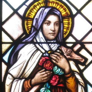 stained glass image of St. Thérèse