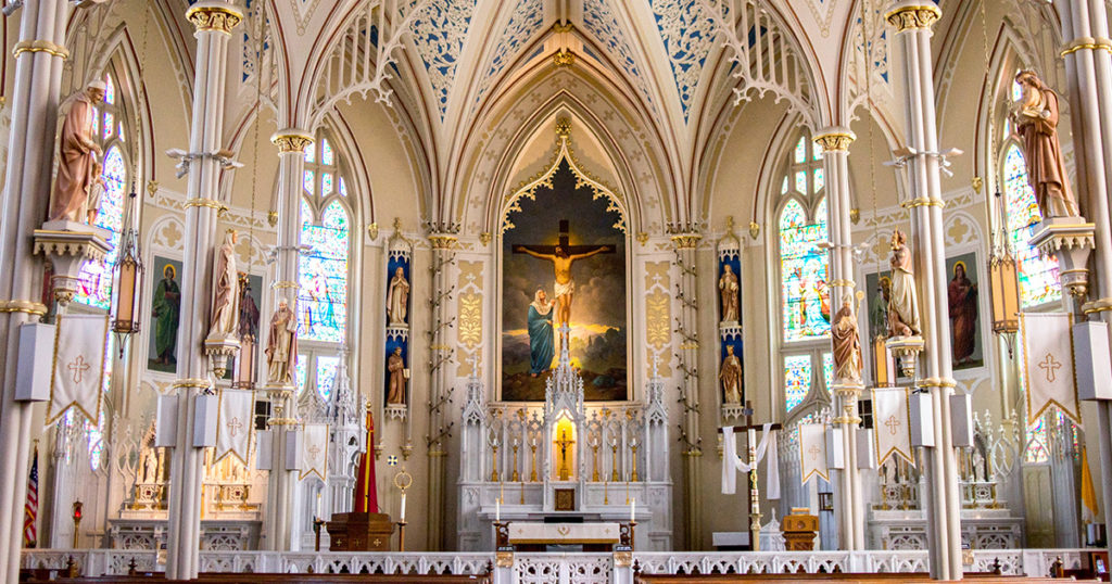 the interior of a catholic church